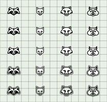 illustrated animal heads vector