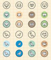 Colorful animal icons for educational activities vector