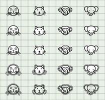 Collection of cute animal faces vector