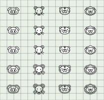 Cute animal icons in grid pattern vector