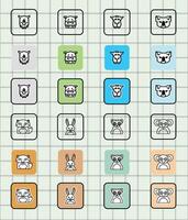 Grid of cute animal icons vector
