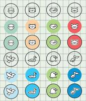 Cute animal icons in colorful circles vector