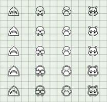 Grid of cute animal illustrations vector