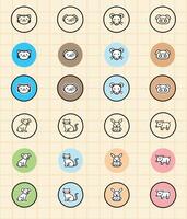 Grid of cute animal icons vector