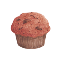 Hand drawn watercolor cupcake. Illustration of food. Can be used for postcard, label, scrapbooking and other printed products. png