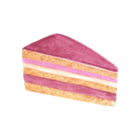 Hand drawn watercolor piece of berry pie. Illustration of food isolated no background Can be used for postcard, label, scrapbook and other printed products. png