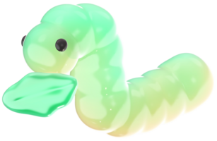 Worm cute and colorful 3D illustration png