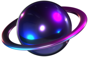 Ring planet cyberpunk abstract 3D illustration png