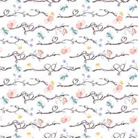 floral pattern with butterflies and twigs vector