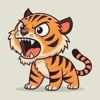Adorable Sad Cartoon Tiger Cub Crying, Sitting, Isolated on White Background, Emotional Illustration - Professional digital artwork with vibrant colors and detailed composition vector