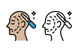 Graphic of line icon of anti-aging serum treatment, cosmetic skin rejuvenation, beauty clinic application icon design concept vector