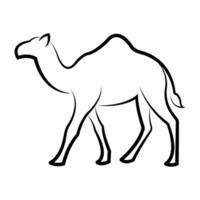 Black Camel Outline Representing Desert Survival And Endurance In Elegant Minimal Design vector