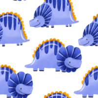 Seamless pattern Cartoon baby Blue dinosaur . Baby boy . Newborn design. Holiday. Dino hand drawn watercolor illustration on isolated background png