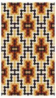 The image features a geometrically complex seamless pattern, dominated by a warm color palette of earth tones. The primary colors are a muted beige, a golden yellow, a rich rust, and a deep charcoal vector