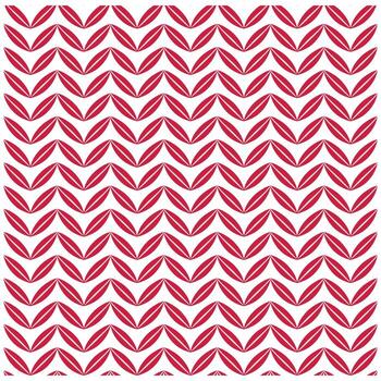Repeating pattern of stylized leaf shapes in deep red and white, arranged in a zigzag design on white background vector