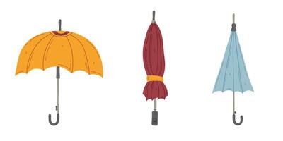 Hand drawn umbrella set. Simple doodle illustration isolated on a white background vector