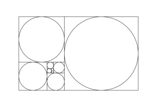 Fibonacci numbers, array. Template of horizontal golden ratio harmony proportions. vector