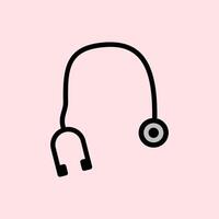 Illustration of a stethoscope on a pink background, symbolizing health, medical examinations, and patient care in the medical world. vector