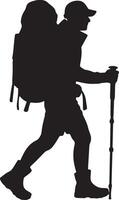 Hiker Silhouette with Backpack vector