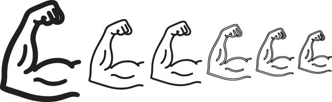 Strength and Muscle Power Line Art Icons vector