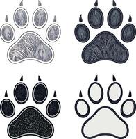 Hand Drawn Animal Paw Print Set vector