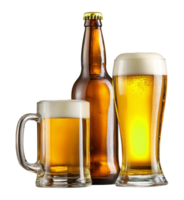 Beer Mug Beer Bottle and Beer Glass Isolated on Transparent Background png