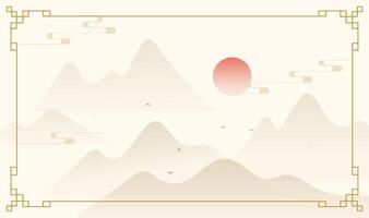 Mountain landscape with sunset vector