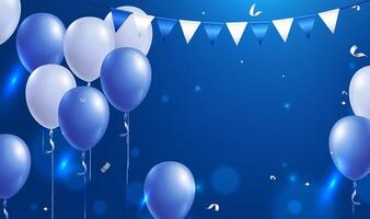 Blue balloons and festive decorations vector