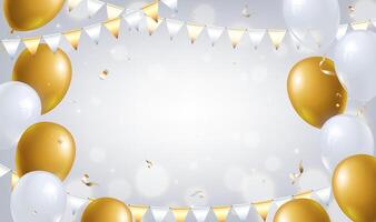 Colorful balloons and decorative bunting vector