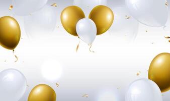 Gold and white balloons background decoration vector