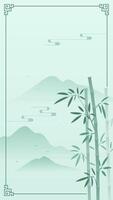 Bamboo and mountains in minimalistic style vector