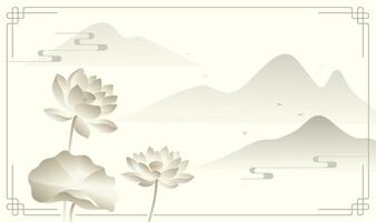 Lotus flowers in peaceful landscape vector