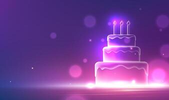 Three-tier cake with candles vector
