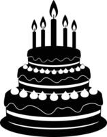 Tiered Birthday Cake with Lit Candles Icon - A Celebration Dessert Illustration vector