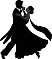 Ballroom Dancing Couple Silhouette Art - Elegant Dance Partners vector