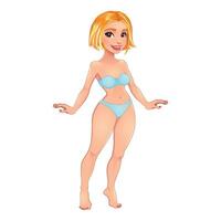 Animated character in light blue swimwear vector
