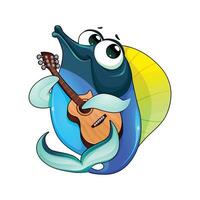 Fish playing guitar illustration vector
