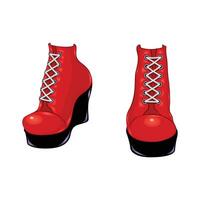 Red lace-up platform shoes vector