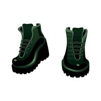 Stylish green outdoor boots vector