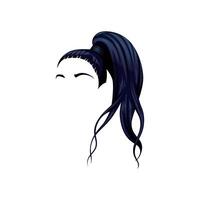 Dark blue ponytail hairstyle illustration vector