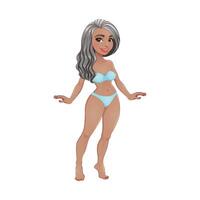 Cartoon character in blue bikini vector