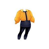 Yellow bomber jacket and outfit illustration vector