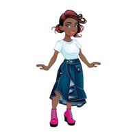 Animated character in stylish outfit vector