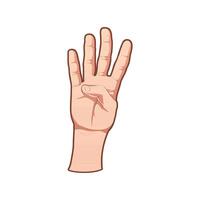 Hand showing the number four gesture vector