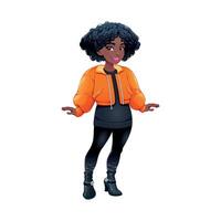 Cartoon character in orange jacket vector