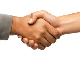 Realistic handshake with two hands in agreement gesture Isolated on a transparent background png