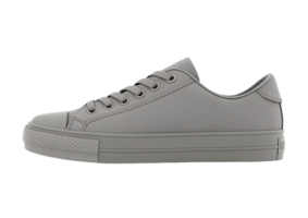 Gray sneaker side view with minimal sole and no logo Isolated on a transparent background png