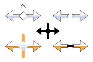 Flat Two Way Arrows Icon Set Minimal Directional Design for UI and Infographics vector
