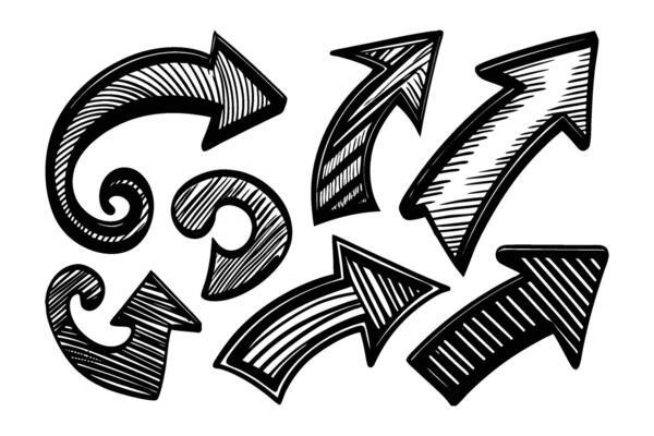 Hand Drawn Arrow Sketch Set Doodle Direction Symbols