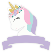 Pastel Unicorn with Ribbon Banner png